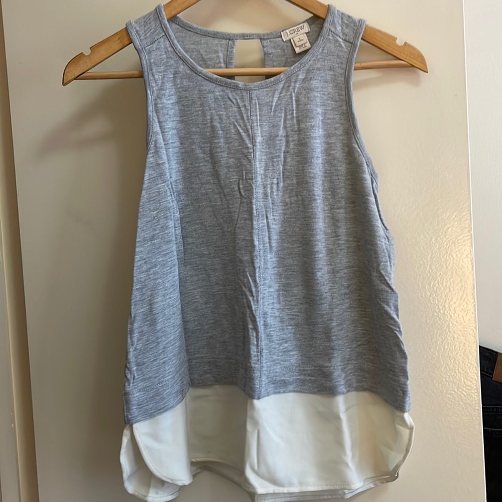 J Crew grey and cream peplum tank, petite S